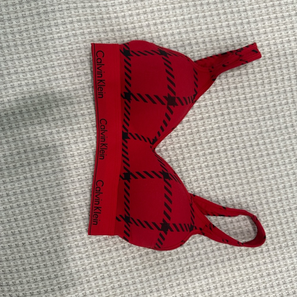Calvin Klein Red Plaid Bra Intimates